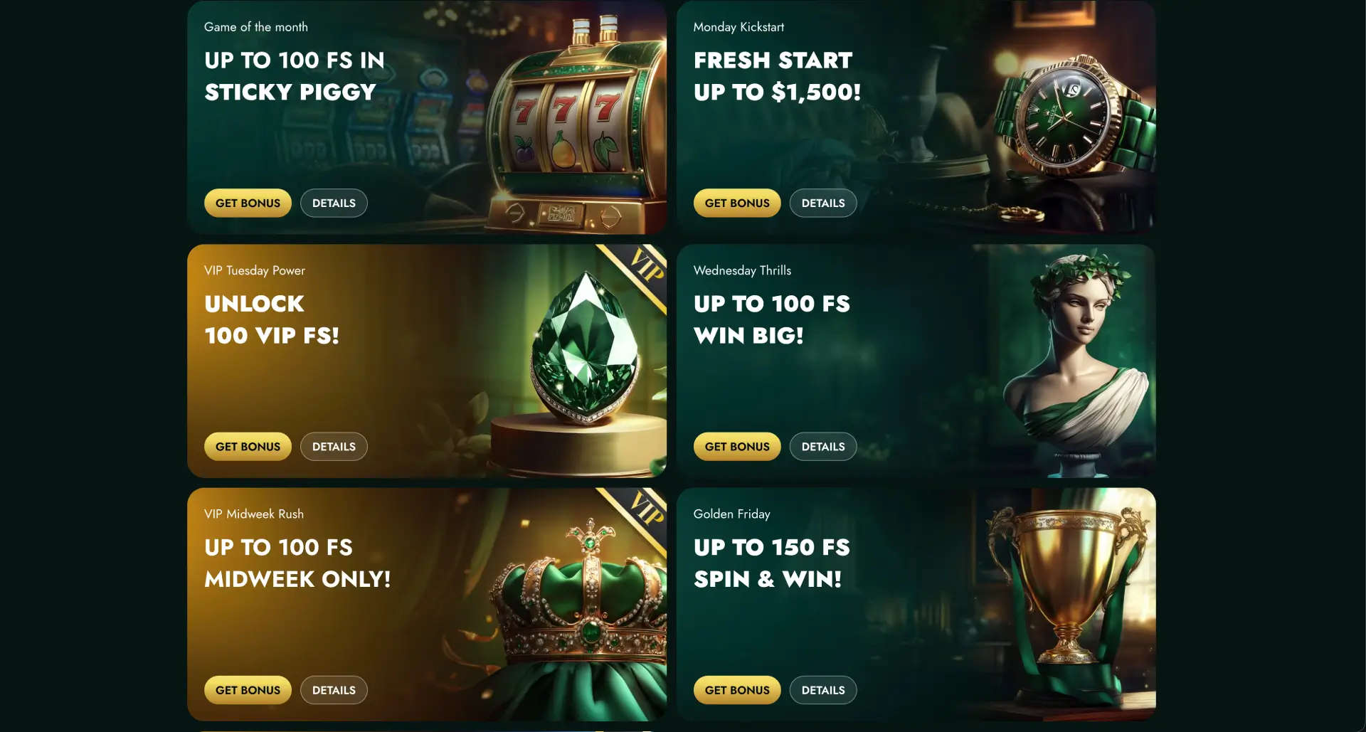 CrownGreen Casino screenshot - bonuses CrownGreen Casino screenshot - bonuses